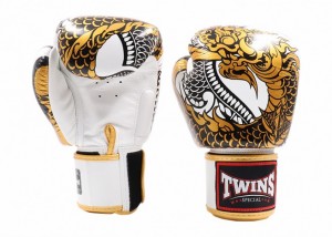 Gold White Twins Special FBGVL3-52 Velcro Men's Fancy Boxing Gloves | ZHV167890 | India